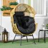Rattan-Sessel, Stuhl für den Außenbereich, Gartenstuhl. PE-Rattan. 89 cm x 75 cm x 143 cm. Natürlich + Schwarz