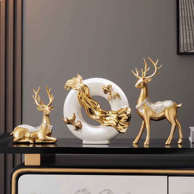 Chinese Koi Fish Attract Wealth Ceramic Accessories Office Cafe Table Sculpture Crafts Home Livingroom Bookshelf Figurines Decor