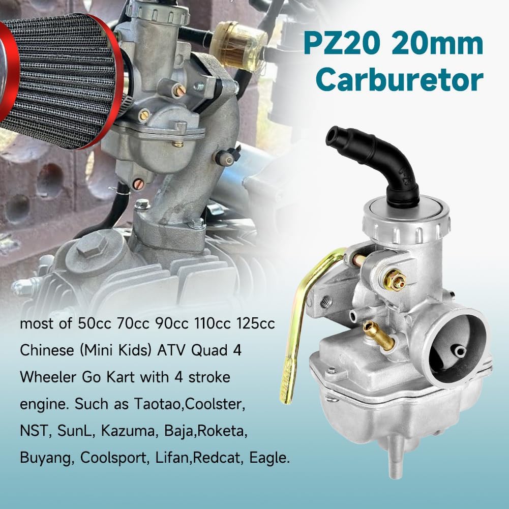 FVRITO PZ20 Carburetor Kit For Tao Tao Coolster 125Cc 110Cc 90Cc 70Cc 50Cc Kazuma Baja Chinese ATV Quad 4 Wheeler SunL NST Roketa Loncin Lifan XR80