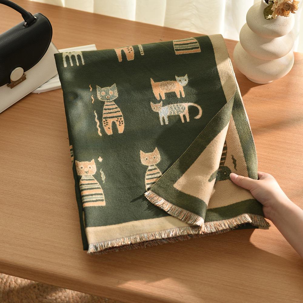 Luxury Butterfly Print Faux Cashmere Scarf: Warm, Stylish Color-Block Shawl for Women, Perfect Winter Neck Warmer