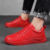 MCTIN Couples Vulcanized Shoes Women's Leather Platform Sneakers Black Casual Shoes for Man