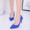Big Size Women's Boat Shoes Faux Suede High Heels Pointed Toe Pumps Stilettos Basic Pump for Female White Black Red Pink Blue