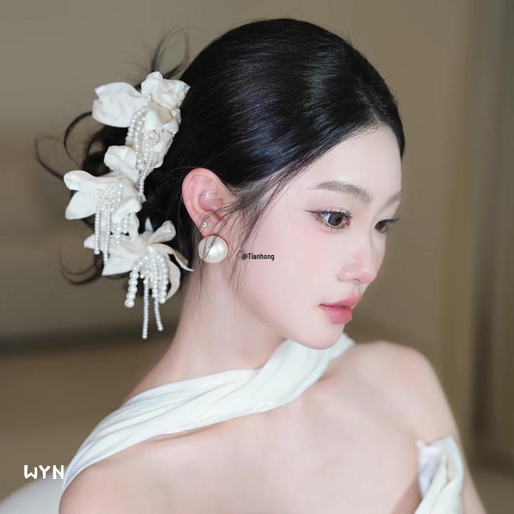 

Satin Flower Bridal Headpiece - Mori Style Wedding Accessory