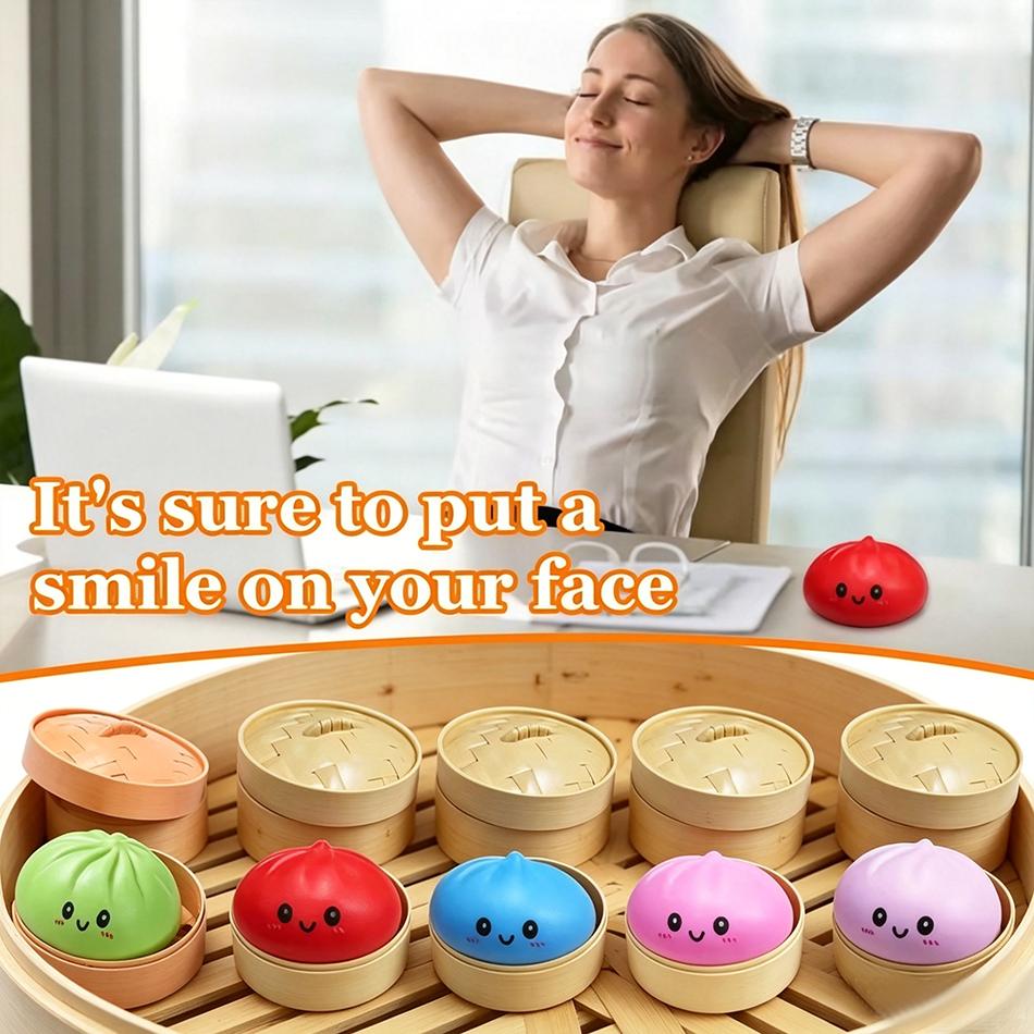 Colorful 6 Styles Smiling Face Dumpling Cute Dumpling Squishy With Box Dumplings Sensory Squeeze Toy For Stress Relief Gifts