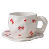 Korean ins style, hand-painted flower handmade ceramic coffee cup, ceramic milk coffee cup and saucer set