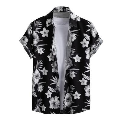 Camicia Hawaiana Floreale Retro da Uomo Estate Stampa 3D Piante Foglie Maniche Corte Camicie Bottoni Top da Spiaggia Camicetta Abbigliamento