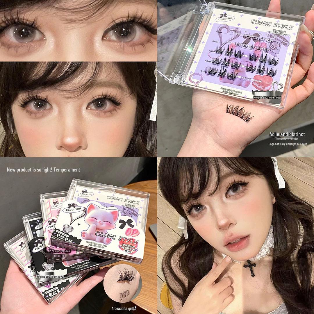 Cappuvini Korean Style Natural Curl Glue-Free Cartoon Eyelashes