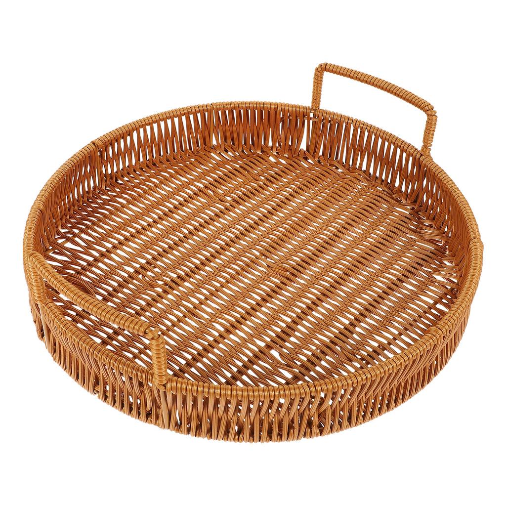 Imitation Rattan Aufbewahrungskorb Körbe Lebensmitteltablett Gewebt Obst Brot Couchtisch Fußhocker für Zuhause Weben Eisen