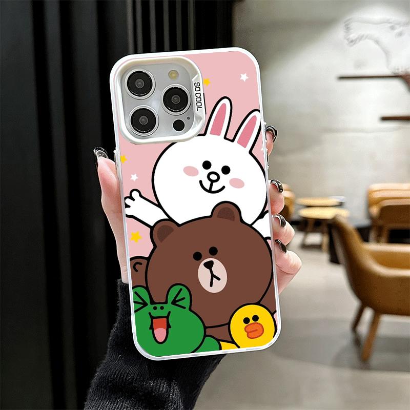 Cartoon Bear Brown Rabbit Soft Phone Case for iPhone 15 16 17 Pro Max 17Air 16E 14 Plus 13 12 Mini Shockproof Cover Back Shell