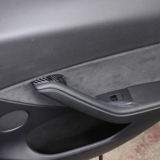 Carbon Fiber Door lock switch Trim Sticker for Tesla Model 3/Y 16-22