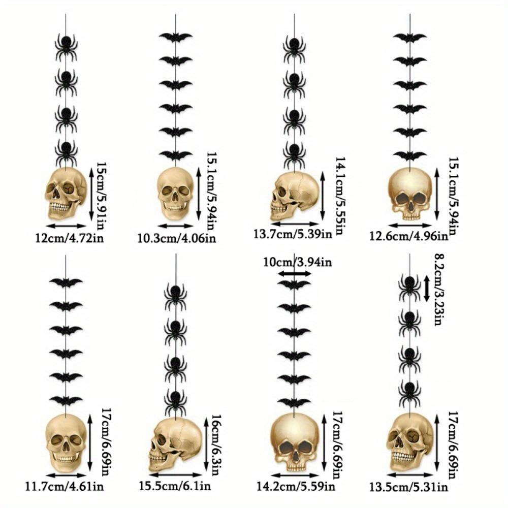 5sets Halloween Decorative Hanging Ornaments Skull Spider Bat Hanging Decor Halloween Ornaments Gothic Party Hanging Skeleton Streamers Banner