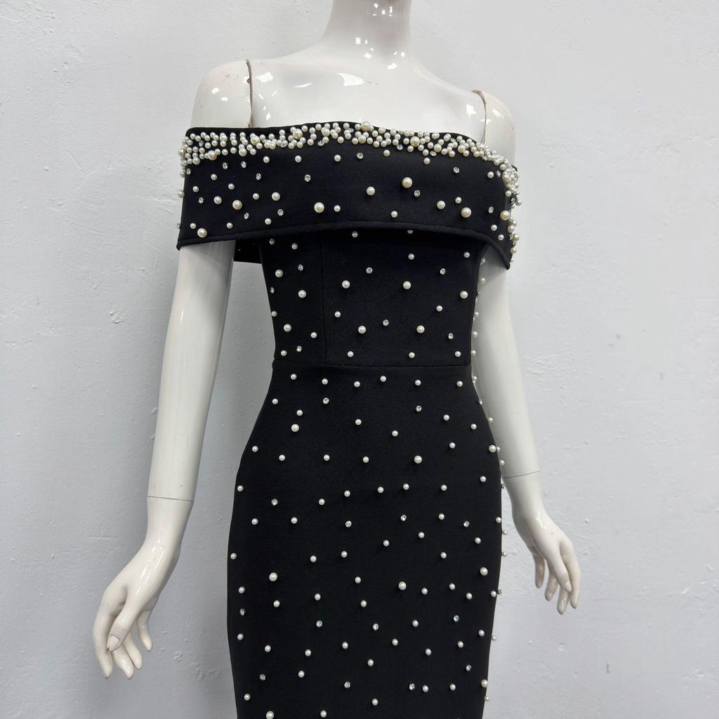 Cross-Border Women's Sexy One-Shoulder Bandage Evening Dress
