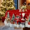 Christmas Tablecloth, Snow Santa Reindeer Sleigh Gift, Red Holiday Tablecloth, Restaurant Tablecloth