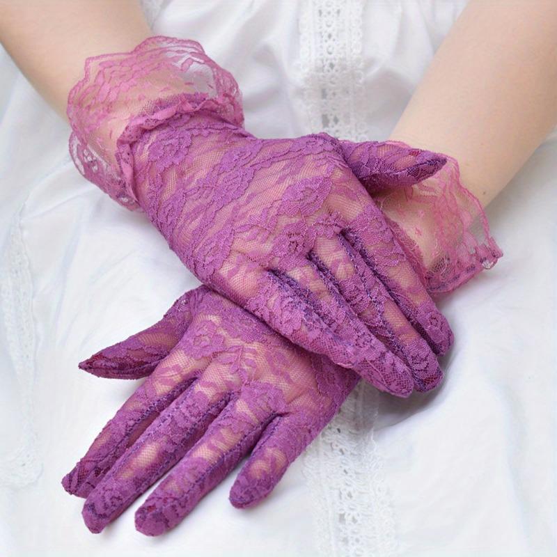 Damesfeest Elegante Handschoenen Zonnebrand Kant Handschoenen Rozenbloem Patroon UV Bescherming Handschoenen Bruiloft Witte Bruidshandschoenen