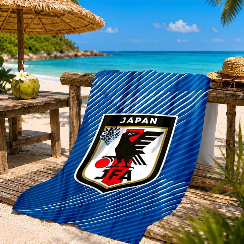 Japan Football Association Emblem Beach Towel, Quick-drying, Easy to Care for, Suitable for Both Fitness and Beach Vacations,Sports Essential