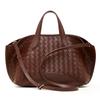 Leather Design Woven Tote Bag Women'S Commuter Versatile Large-Capacity Portable Oblique Span Bag