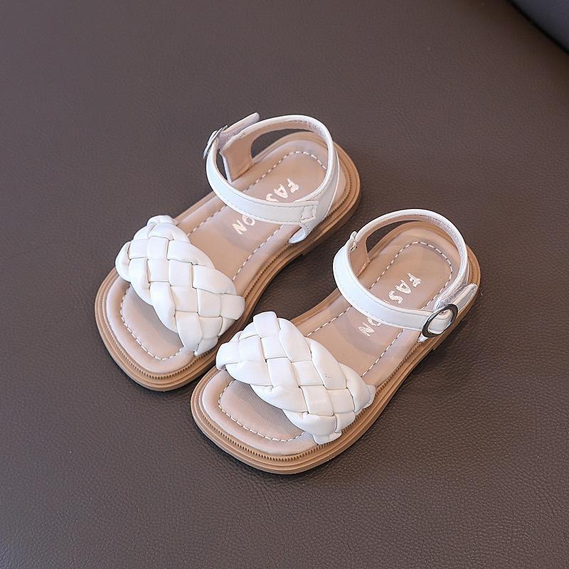 Girls' Fashion Woven Sandals Soft-Sole Open-Toe Princess Shoes for Toddlers Elegant Youth Shoes Cute Girls Sandals