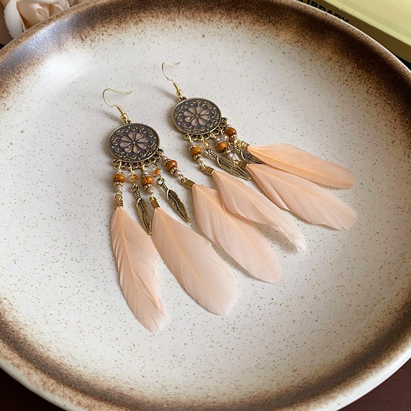 Ethnic Style Triangle Flowing Water Earrings, High-end Earrings, Niche Antique Style, Personalized Creative Design Earrings