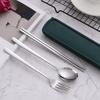 3pcs 410 Stainless Steel Portable Cutlery Set Mirror Polished Edge Rounded Comfortable Knife Fork And Spoon Three Piece Set