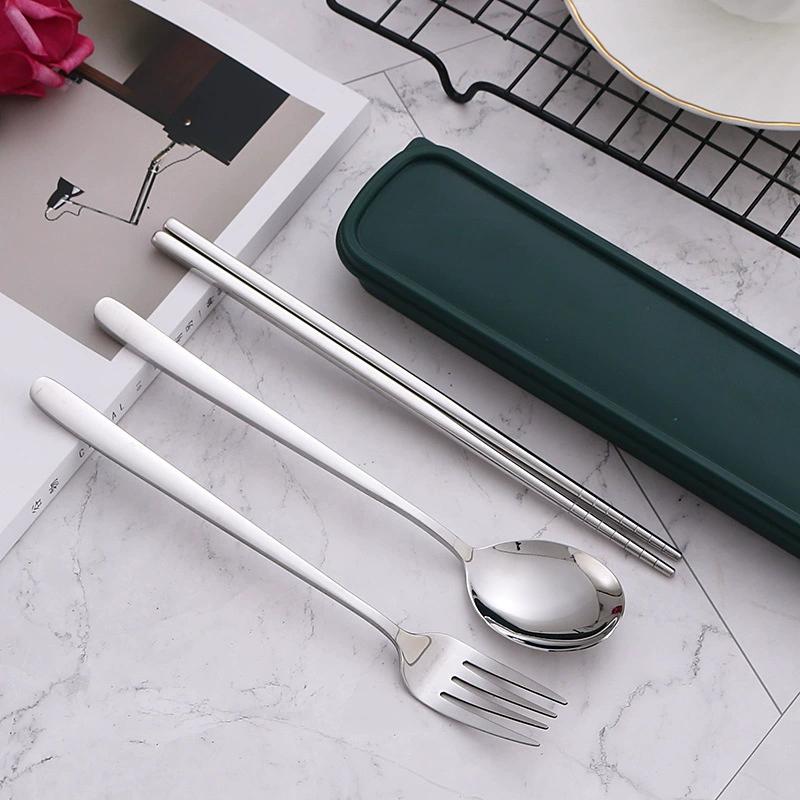 

Набор из 3-х предметов из нержавеющей стали 410, зеркально отполированный край, закругленный удобный нож, вилка и ложка, набор из трех предметов зелёный