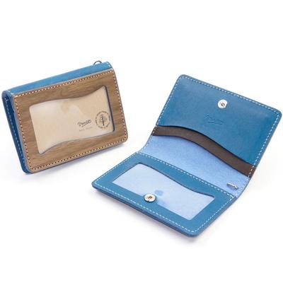 REAL WW Card Case Business Card Holder Card Case Genuine Leather Natural Wood Wood Leather Made In Japan Blue [VARCO WOOD] Men's Women's