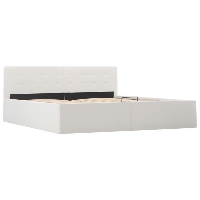 VidaXL Bed Frames with Hydraulic Storage White Faux Leather 160x200cm
