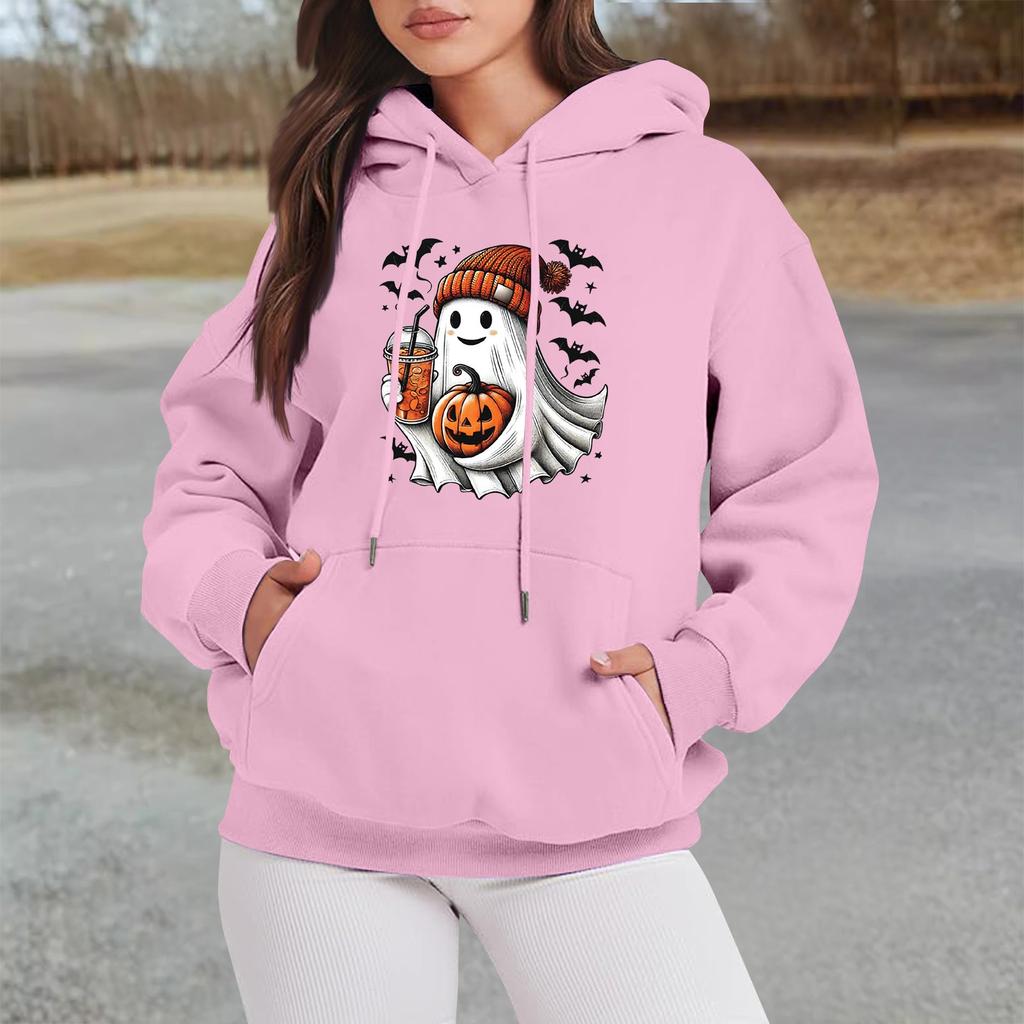 Übergroße Sweatshirts für Damen aus Fleece, Kapuzenpullover, langärmelig, Pullover für den Herbst mit Tasche