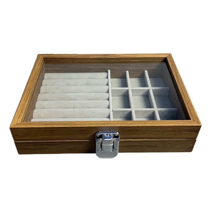 Handcraft Wood Jewelry Organizers with Vintage Designs Including Practical Storage for All Jewelry Types серый
