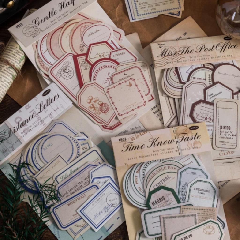 Vintage Label Sticker Pack for Journals: Frame and Tag Designs for Collage and Decoration