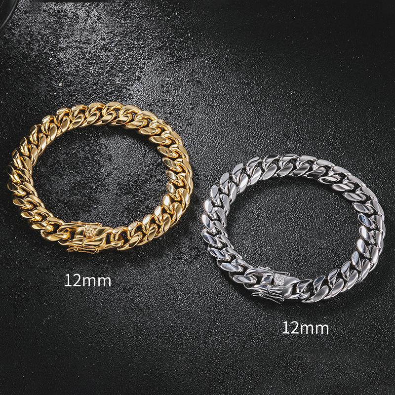 

Европейская и американская хип-хоп цепочка и браслет кубинского плетения с головой дракона, несколько размеров, титановая сталь с гравированным логотипом Steel 8*22