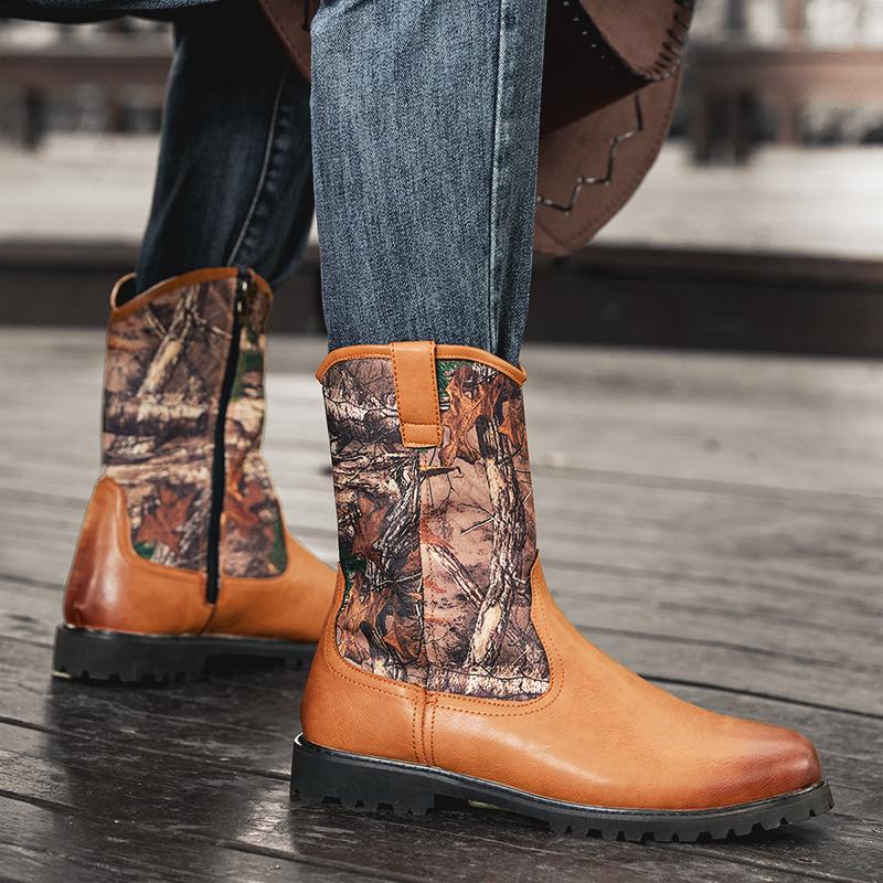 Fashion Men's casual cowboy boots Fashion designer style Daily office trend party Outdoor motorcycle Adult classic Black Brown shoes