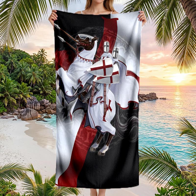 Cross Templars Knight Fashion Beach Towel: Ideal for Summer Adventures Soft, absorbent and quick drying suitable for swimming and bathing