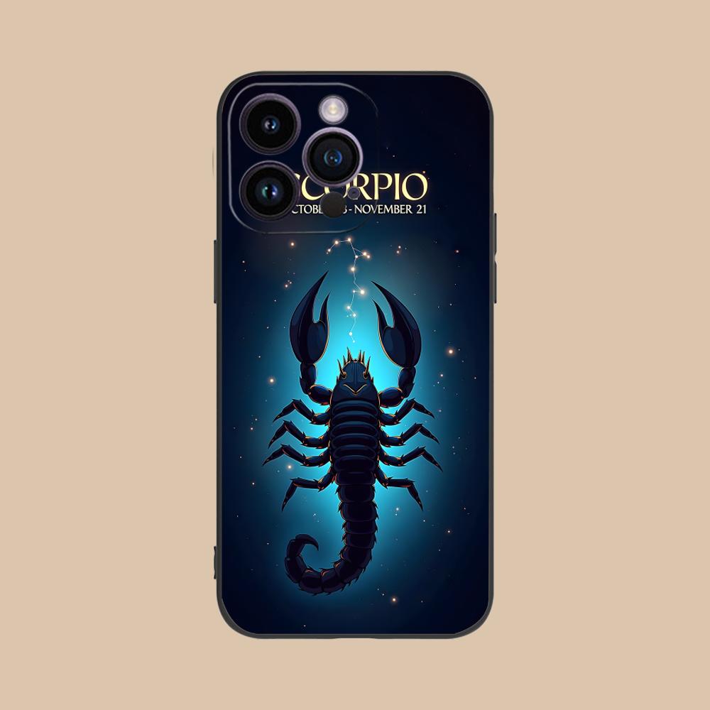 Zodiac Sign Scorpio Phone Case for iPhone 17 16 15 14 13 12 11 X XR XS 8 7 Air Pro Max Plus Mini Soft TPU Shockproof Cover