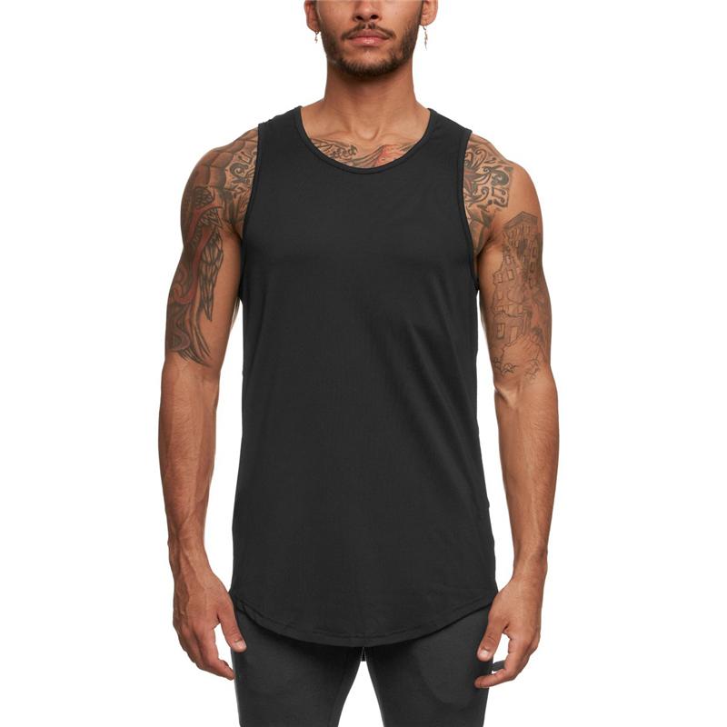 Muscleguys Simple Design Summer Cotton Trend Sports Breathable Fitness Vest Printing Wide-shoulder Tank Top Men's Tight-fitting Outer Wear