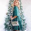 Solid Colour Fashion Sequins Round Neck Loose Waist Short Sleeve Dresses Party Dresses