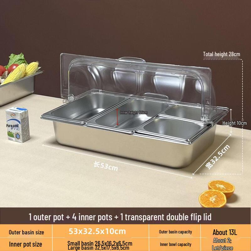 Zhebu Stainless Steel Partitioned Display Box with Transparent Lid