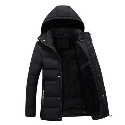 Men 'S Winter Coat Plus Velvet Thicken Hooded Padded Jacket Men 'S Warm Mid -Length Coat