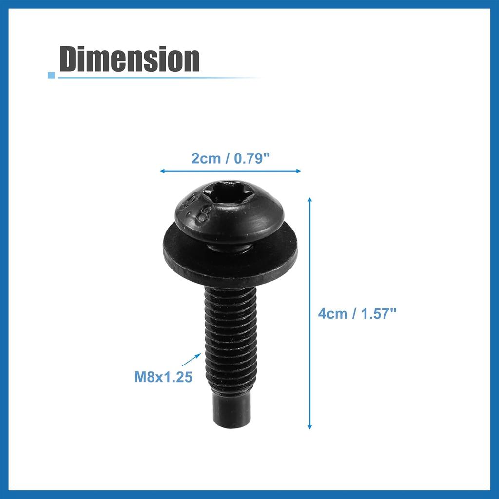 8pcs Hard Top Torx Screws Bolts for Jeep Wrangler JK 2007-2018 Extra Long Automotive Replacement Bolts Stainless Steel Black Item Replacement