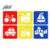 Small Size Paint Stencil 6 Pcs Painting Template Stencils, 5.5x5.9 Inch Washable Reusable DIY Hollow Edge Art Stencils for Wood Paper Fabric,