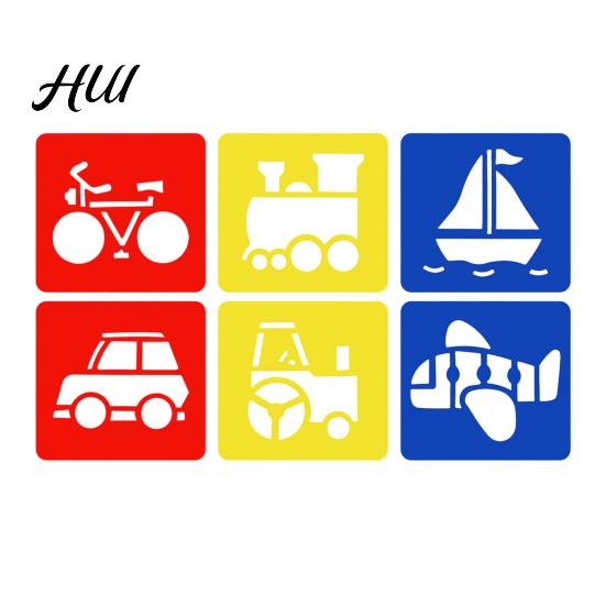 Small Size Paint Stencil 6 Pcs Painting Template Stencils, 5.5x5.9 Inch Washable Reusable DIY Hollow Edge Art Stencils for Wood Paper Fabric,