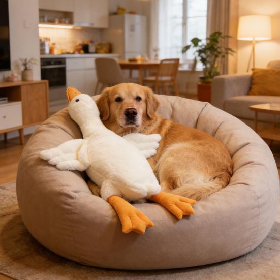 Gåsdjur Gosedjurshundleksak Mjukt Gosedjur för Aggressiva Tuggare Realistisk Gåsleksak Interaktiv Hundleksak Gåva till Husdjursälskare