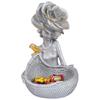 Lady with Basket Showpiece for Home Decor Showpiece & Office Decor Showpiece (11.5" Inch Size, Silver)