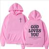 God Loves You Printed Hoodie Men Clothing Casual Fashion Streetwear Y2K Pullover Women Fleece O-Neck Long Sleeve Sweatshirts