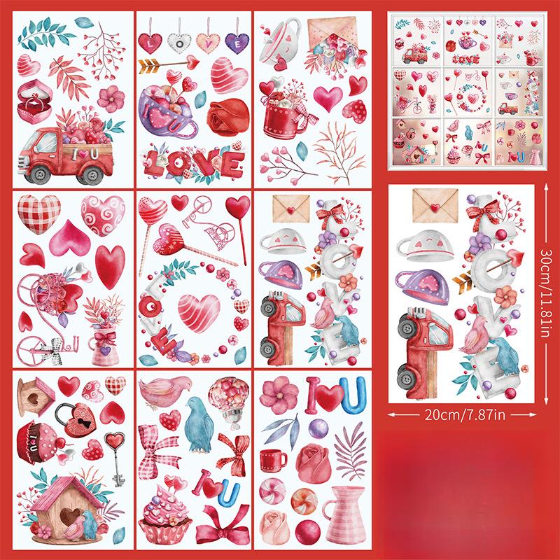 

День святого Валентина Любовный медведь Витрина Стеклянная дверь Инспекционное окно Наклейки Украшение Креативная любовь A