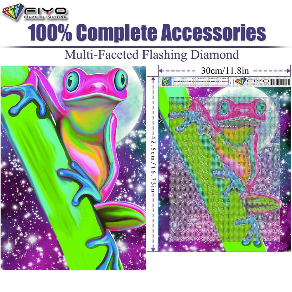 

FIYO 11,8x16,73 дюйма Алмазная картина Полный круглый алмаз Красочная лягушка Круглая алмазная живопись Ручная работа Diy Алмазная мозаика Картина Украшение дома
