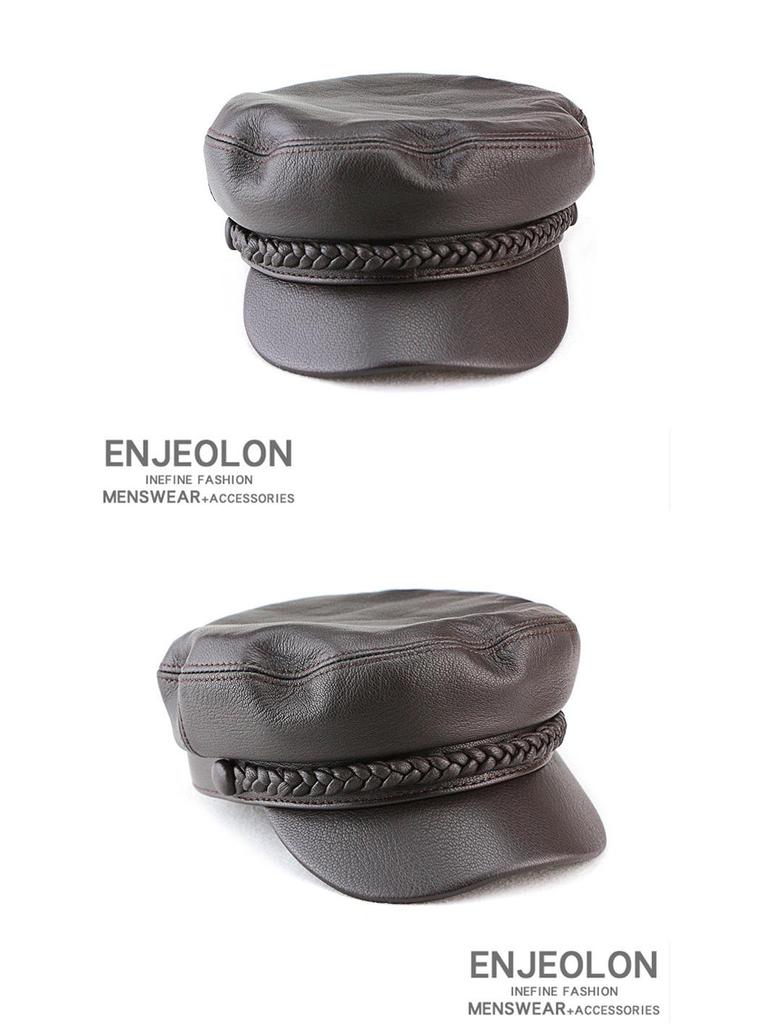 Unisex Fashion Sheepskin Leather Flat Top Duckbill Cap for Fall/Winter
