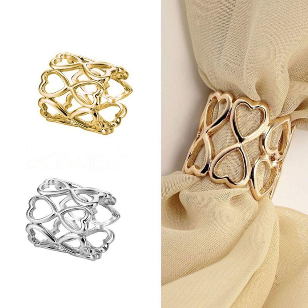 

Love Heart Hollow Cylinder Scarf Buckle Electroplating Clothing Accessories Women