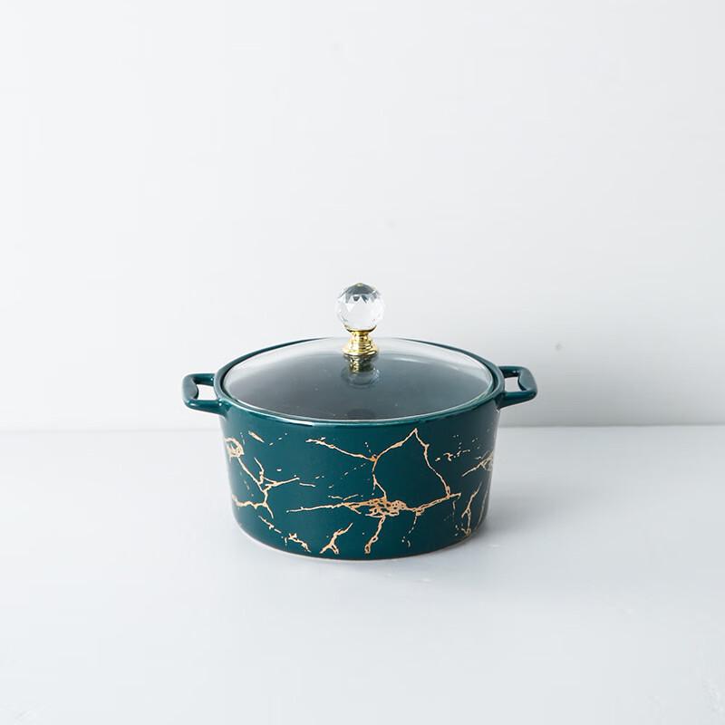 Qianxing Ceramic Double-Handle Stew Pot with Glass Lid