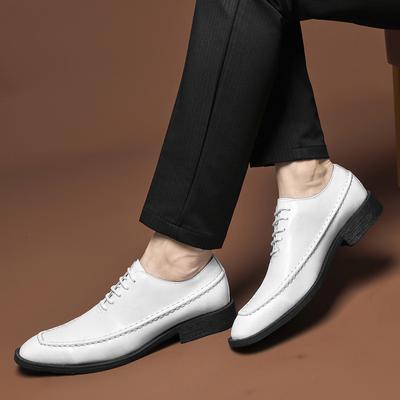 Fashion Business Men's Leather Shoes Comfortable and Minimalist Style Work Office and Leisure Party Black and White Flat Shoes Luxury