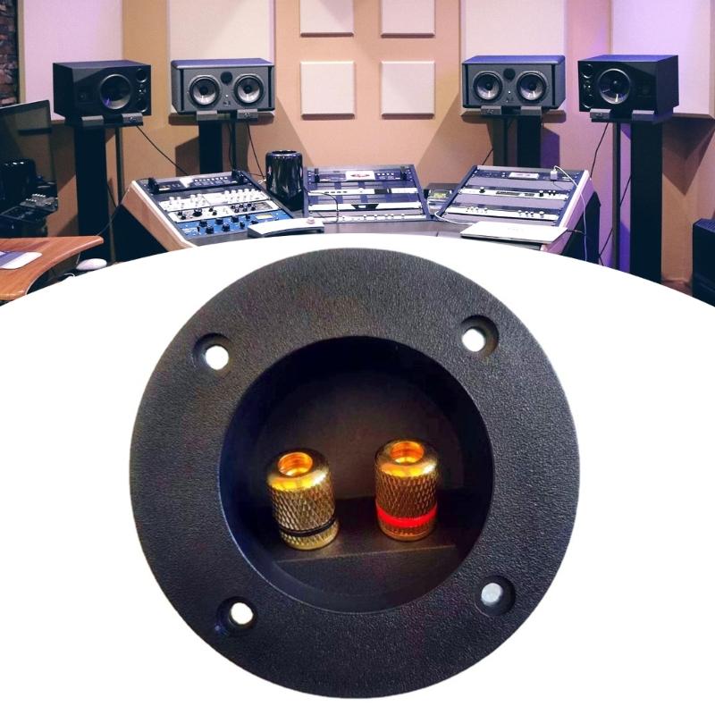 2 Way Speaker Box Clamp, DIY Home Car Stereoes Binding Post Round Spring Cup Connectors Speaker Junction Box Back Panel